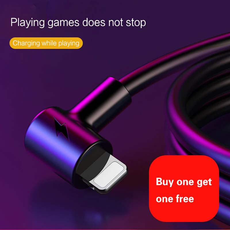 

Practical High Quality Durable 90 Degree Elbow Micro Usb Charging Cable For Game Video Compatible For iphone