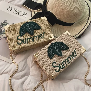

Fashion Women Girl Rattan Straw Bag Woven Square Handbag Crossbody Beach Summer Shoulder Bags