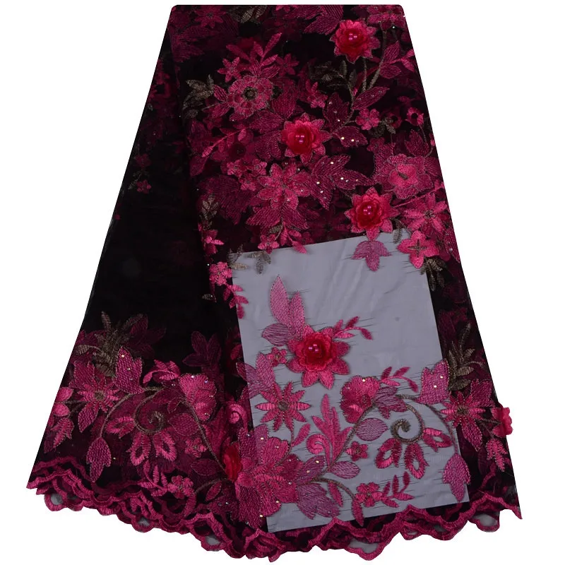 3D Lace Applique Embroidery Tulle Net Fabric For Dress African French Mesh Wedding Garment With Beads S1102 | Дом и сад