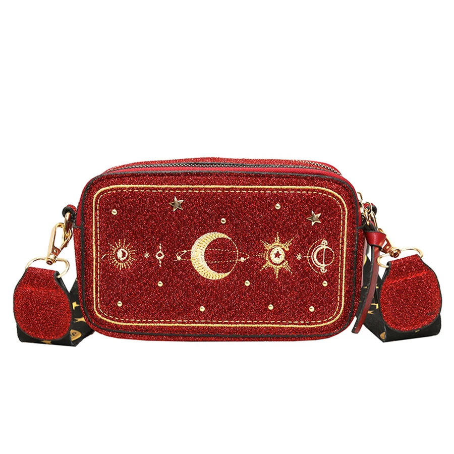 

Fashion New Fun Embroidered Star Pattern Velour Crossbody Bag Women Chain Purse Handbag Mini Flap Shoulder Bag Handbag For Women