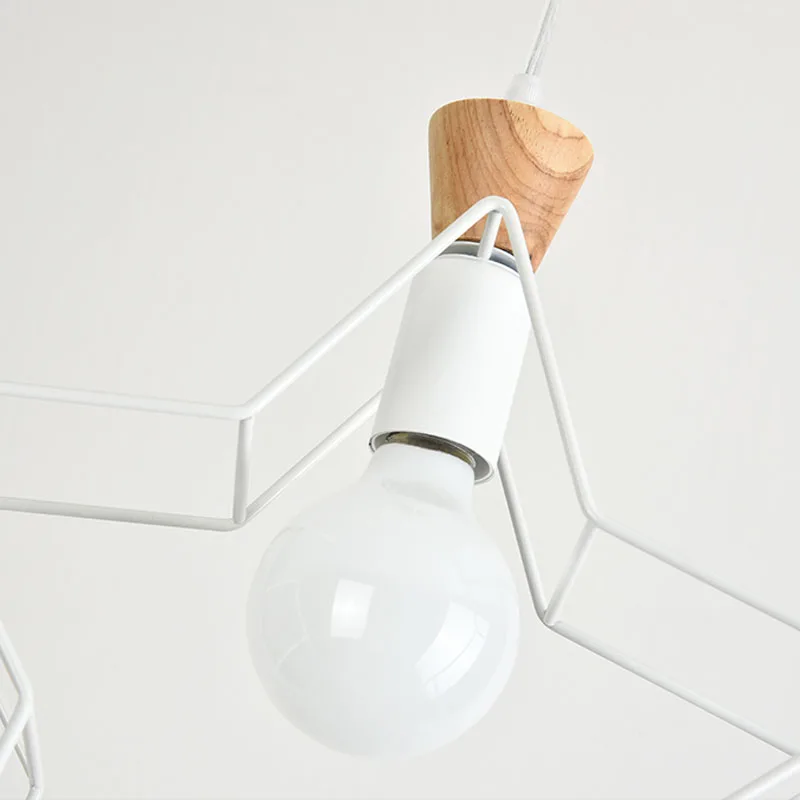 Nordic Cute Star Pendant Light Hanging Kid's Room Wood Light Kitchen Living Room Star Pendant Lamp Indoor Lights (5)