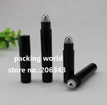 Bouteille à rouler noire de 8ml avec boule en acier pour la crème pour les yeux, le parfum, l'huile essentielle, le brillant à lèvres