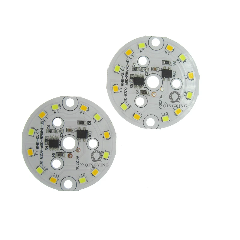 10 шт., 5 Вт, 7 Вт, 2835 SMD ac 220v лампа CCT пластина белый/теплый белый два Цвет в одном PCB LED плата интегрированный IC драйвер для светодиодный лампы