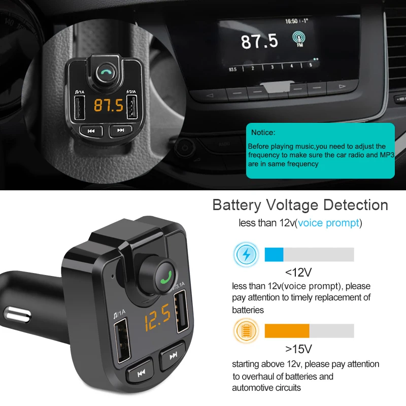 Автомобильный комплект громкой связи беспроводной Bluetooth Aux Mp3 Fm модулятор