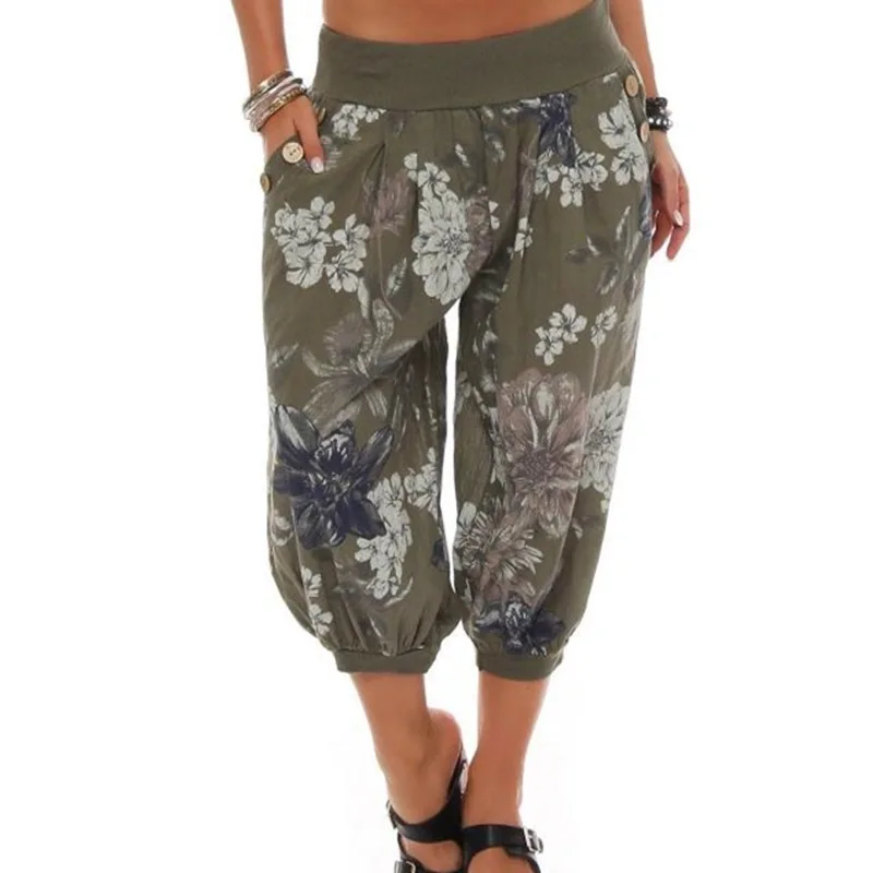 Women Harem Pants Plus Size 5XL Loose Wide Leg Pants Cropped Sarouel Femme Trousers High Elastic Waist Capri Pants Women Harem Pants Plus Size 5XL Loose Wide Leg Pants Cropped Sarouel Femme Trousers High Elastic Waist Capri Pants