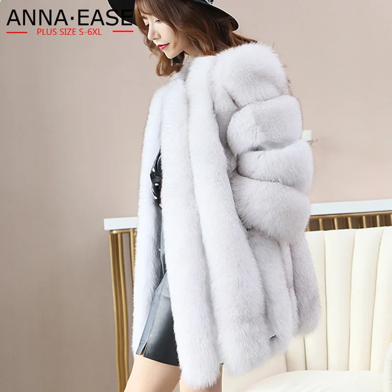 white plus size faux fur coat