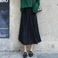 Модная однотонная летняя богемная пляжная юбка, Офисная Женская юбка макси с высокой талией, плиссированная юбка