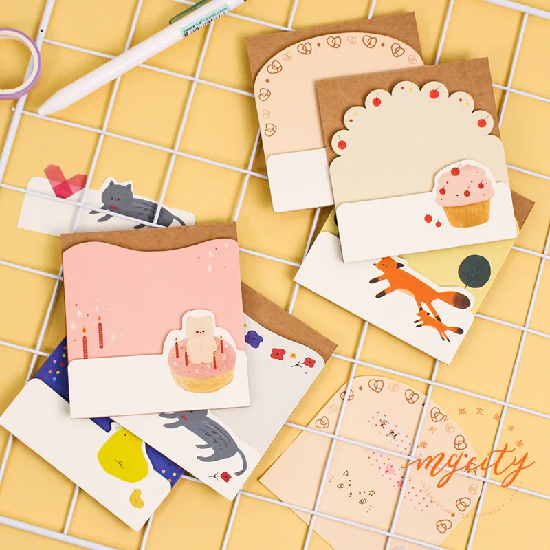 kawaii note pads cartoon animal memo pad paper stationery 30 sheets / pack | Канцтовары для офиса и дома