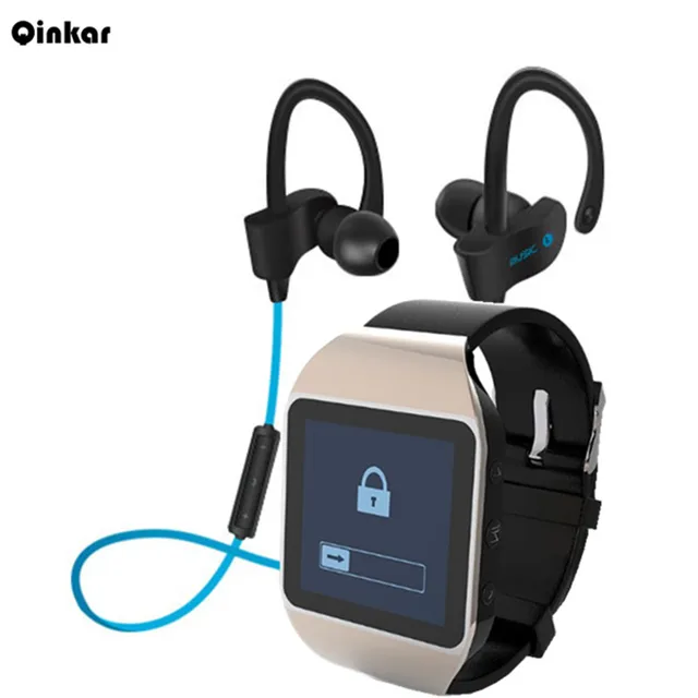 8GB watch MP3 player with Bluetooth headphones BT watch MP3 sport earphone wireless earbuds