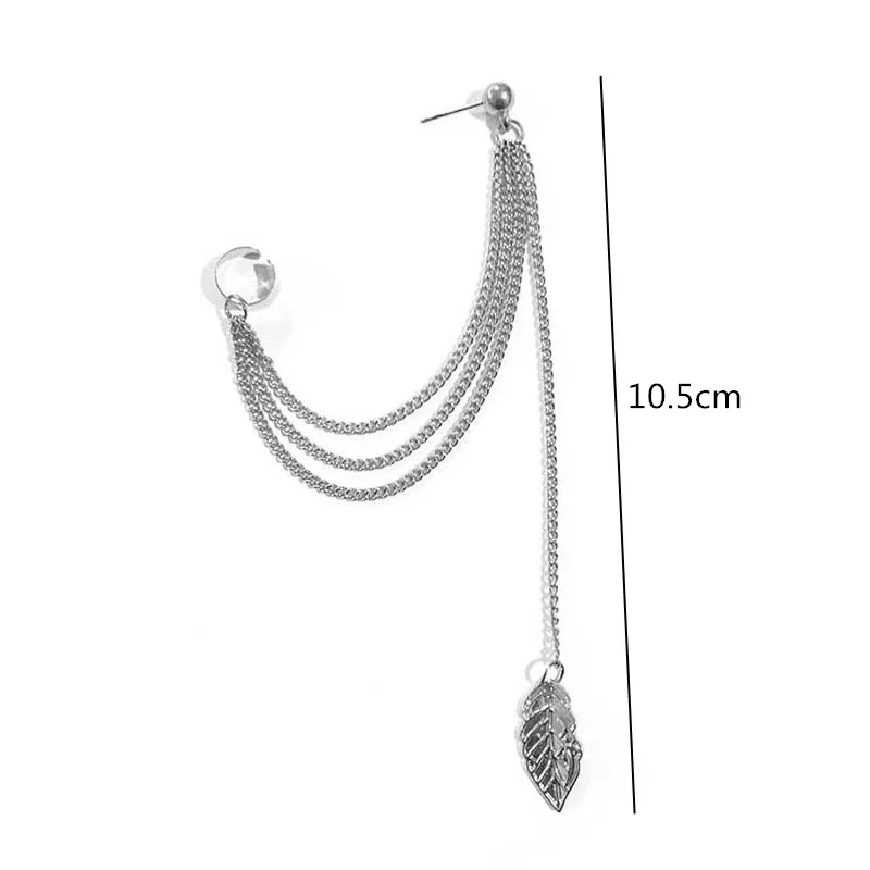 Ear Clip Earrings Clip Earrings Ear Clip Personality Leaf Tassel Clip Earrings for Women Ear Cuff Bijoux Gold Silver Color Punk Earrings Pendientes Jewelry Gift EB667