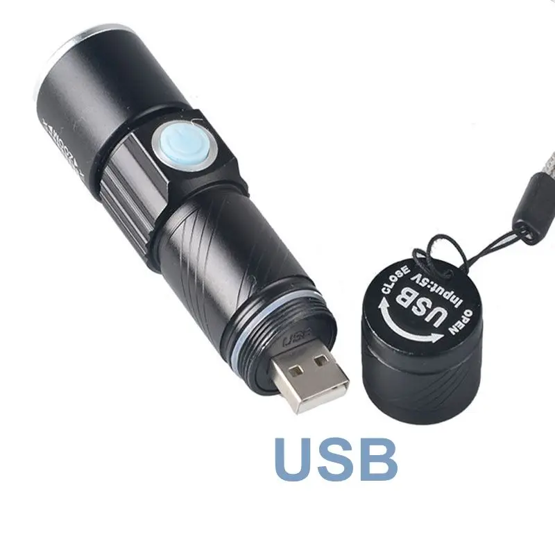 TMWT светодиодный фонарик пригодится Mini-USB Перезаряжаемые LED Фонари 3 режима Масштабируемые Torch Light черный или золотой