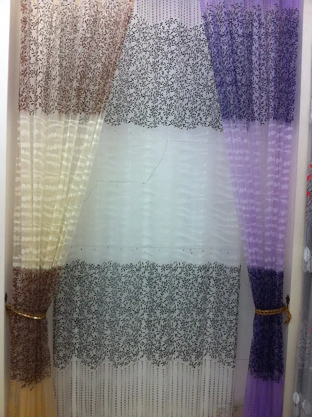 CS 120 summer style eco friendly floral embroidery window sheers tulle