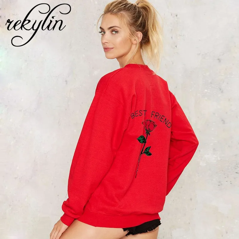 

Autumn Women's European and American Flower Letter Printing Long-sleeved Sweatshirt Hooded Head Women's Round Neck Sweatshirt