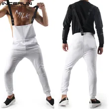 INCERUN, мужской Одноцветный европейский и американский комбинезон на лямках, комбинезоны, Свободный Повседневный уличная мода, комбинезон 5XL