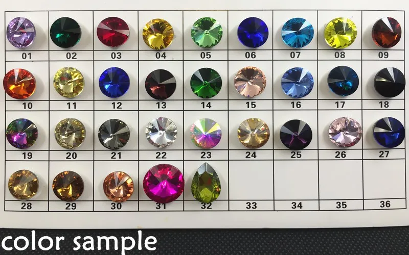 Glass crystal 6mm 8mm 10mm 12mm 14mm 16mm 18mm Fancy colors mix Rivoli round shape Glue on rhinestone beads handicraft diy trim