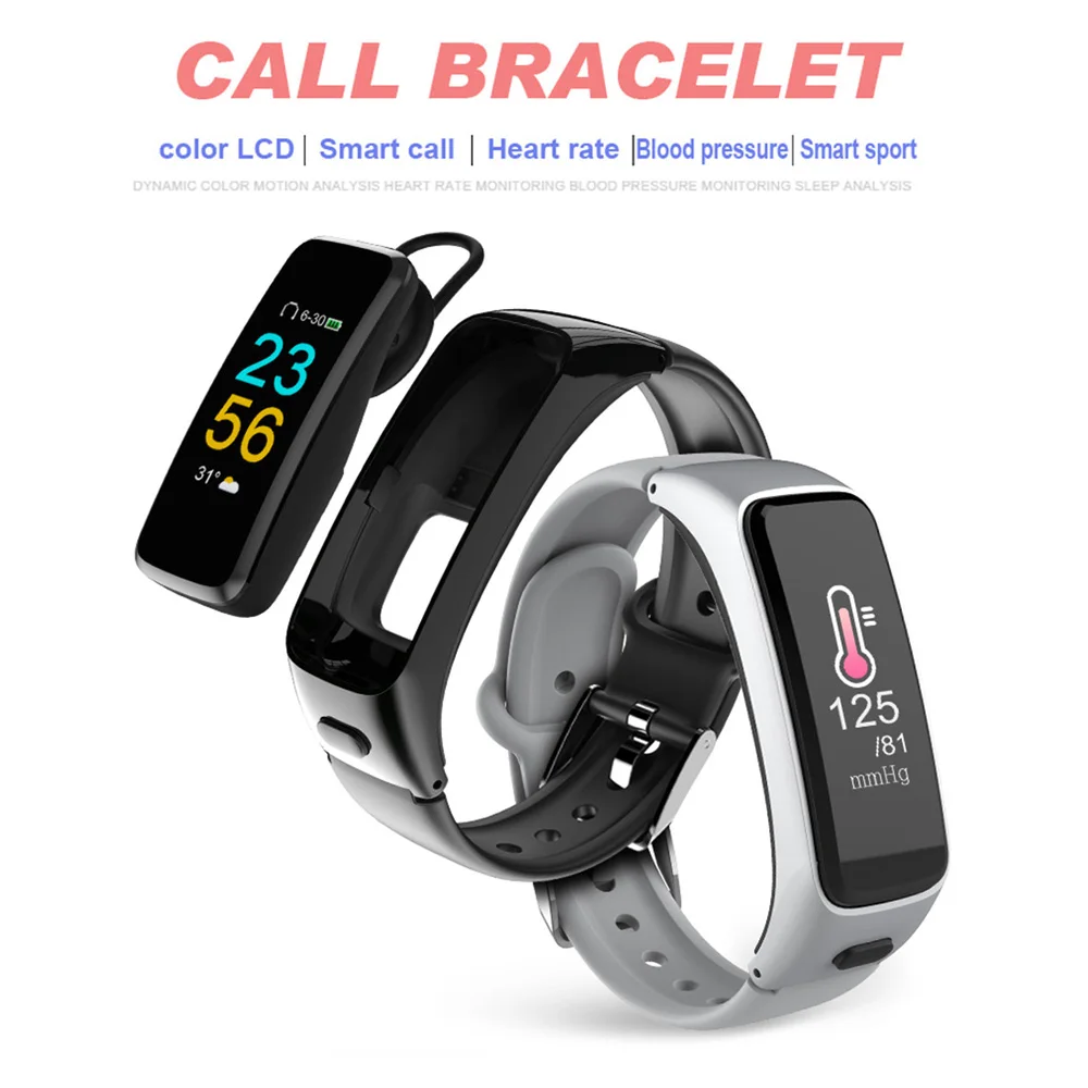 Bluetooth наушники smartband 2 в 1 шагомер пульсометр монитор кровяного давления умный