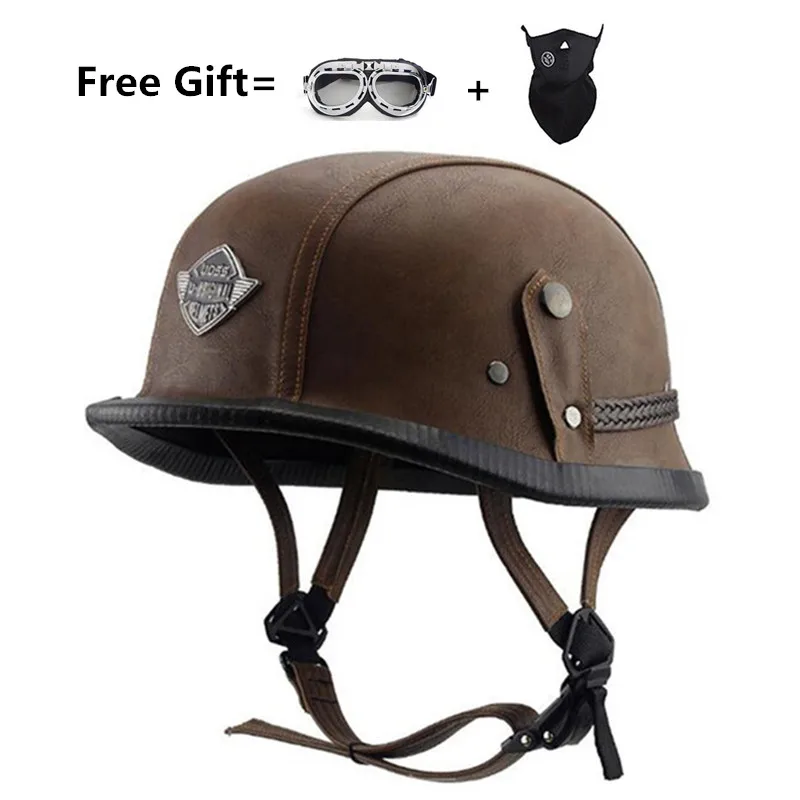 

Motorcycle German Style Half Face Helmet Motocross Bike Matte Black