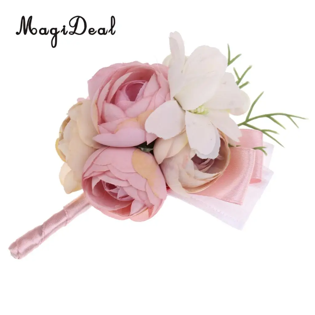 MagiDeal Elegant Wedding Artificial Pearl Corsage Crafts for Bridal Groom Engagwment Party Ceremony Formal Occasion Peach/Pink