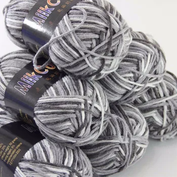 

Sale 6ballsx50g Soft Cotton Baby Yarn New Hand-dyed Wool Socks Scarf Knitting yarn Gray-black 2075-07-6