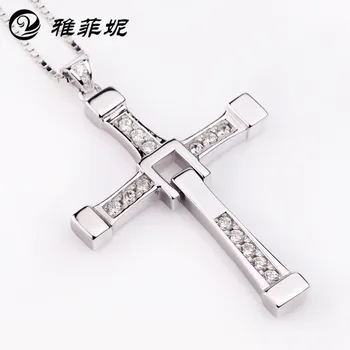 

925 sterling silver European jewelry fast and the furious men with Toledo cross pendant necklace sweater chain