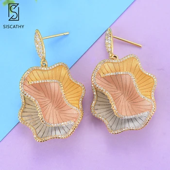 

SISCATHY Trendy Cubic Zirconia Inlaid Dangle Drop Statement Earrings For Women Luxury Nigerian Wedding Earrings CZ Jewelry