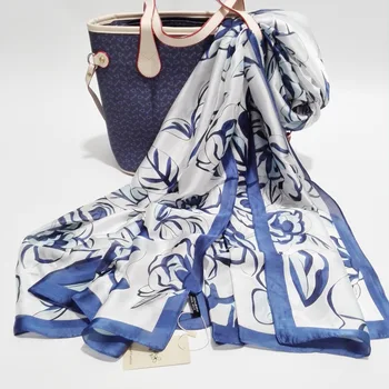 

Silk Scarf Ombre Wrap Solid Colored Scarves Foulard Hijab Luxury Brand Scarf Bufandas Cape Head Scarves Oversize Beach Towel