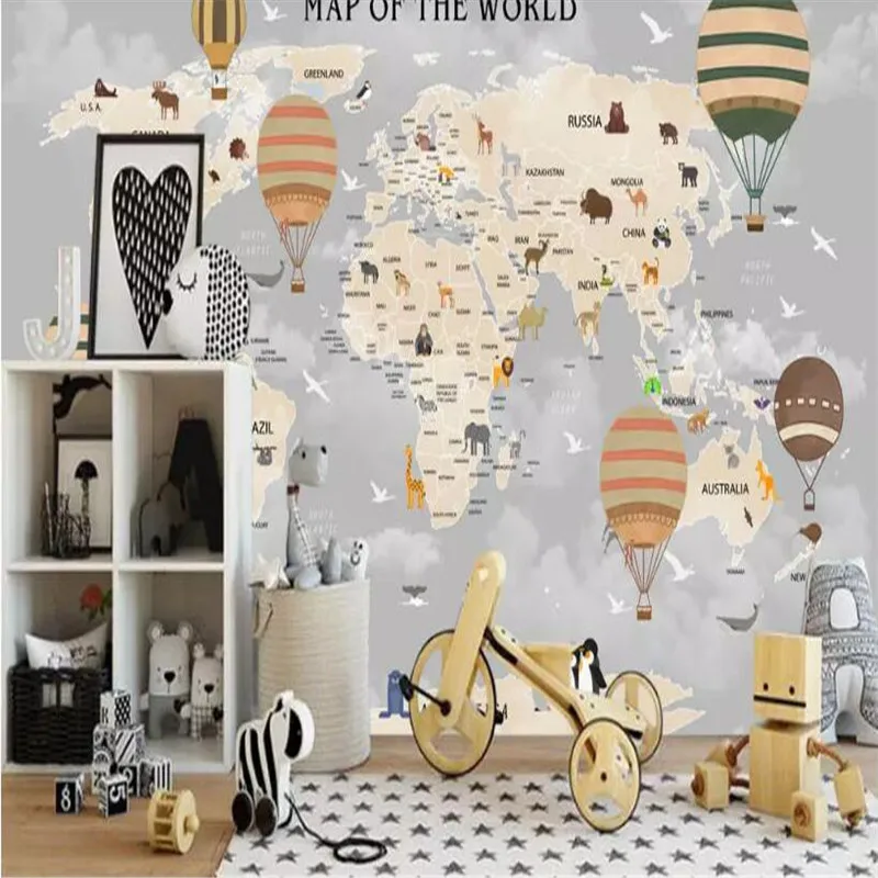 Cartoon world map background wall professional making mural wholesale wallpaper custom photo wall Cartoon world map background wall professional making mural wholesale wallpaper custom photo wall