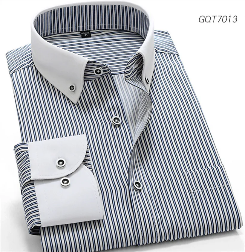 Для мужчин Модная Повседневная рубашка с длинным рукавом полосатая рубашка рубашки 6 цветов GQT7010-17 XXS XS S M L XL XXL