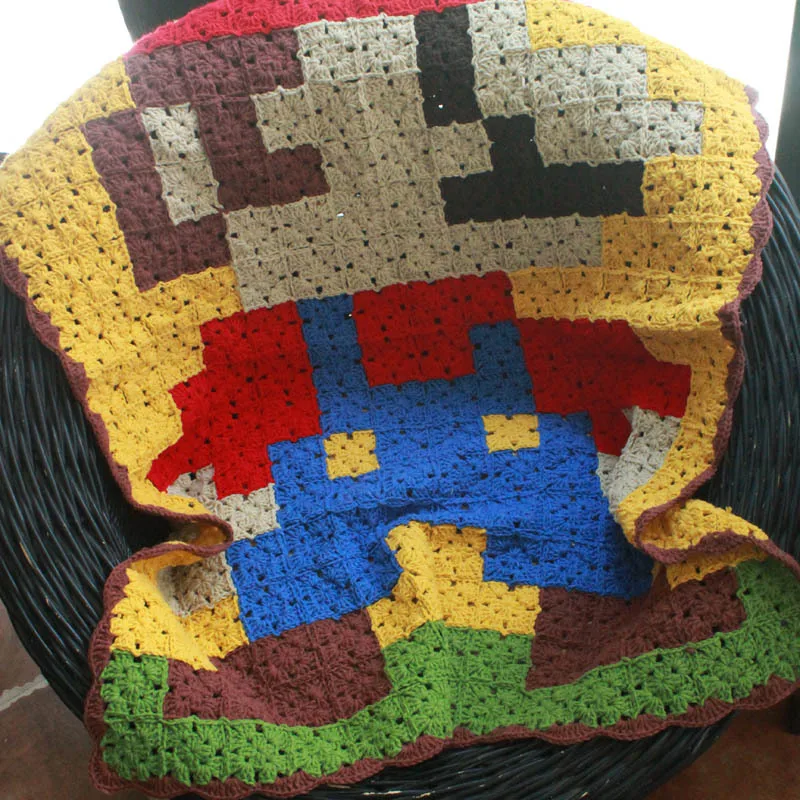

Handmade Mario Pashmina Crocheted blanket Cartoon Crocheted sofa blanket