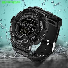 SANDA брендовые роскошные мужские цифровые наручные часы мужские модные спортивные часы EL подсветка водонепроницаемые мужские часы