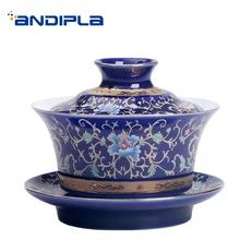 150 мл Цзиндэчжэнь ручная роспись золотом Творческий Gaiwan Керамика фарфоровый чайник с крышкой набор блюдец Cha hai чайник для подарка посылка