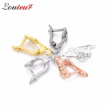 

LOULEUR Gold Gun BlackSilver Plated U Leaves Shape Hook Ear Wires Hollow Hooks Earrings For DIY Jewelry Findings Accessories