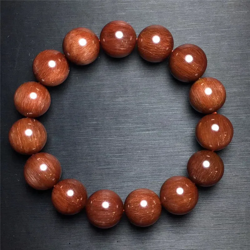 

14.5mm Natural Red Hair Rutilated Quartz Bracelet Round Beads Women Men Active Energy Business Stone Gift Crsytal Bracelets