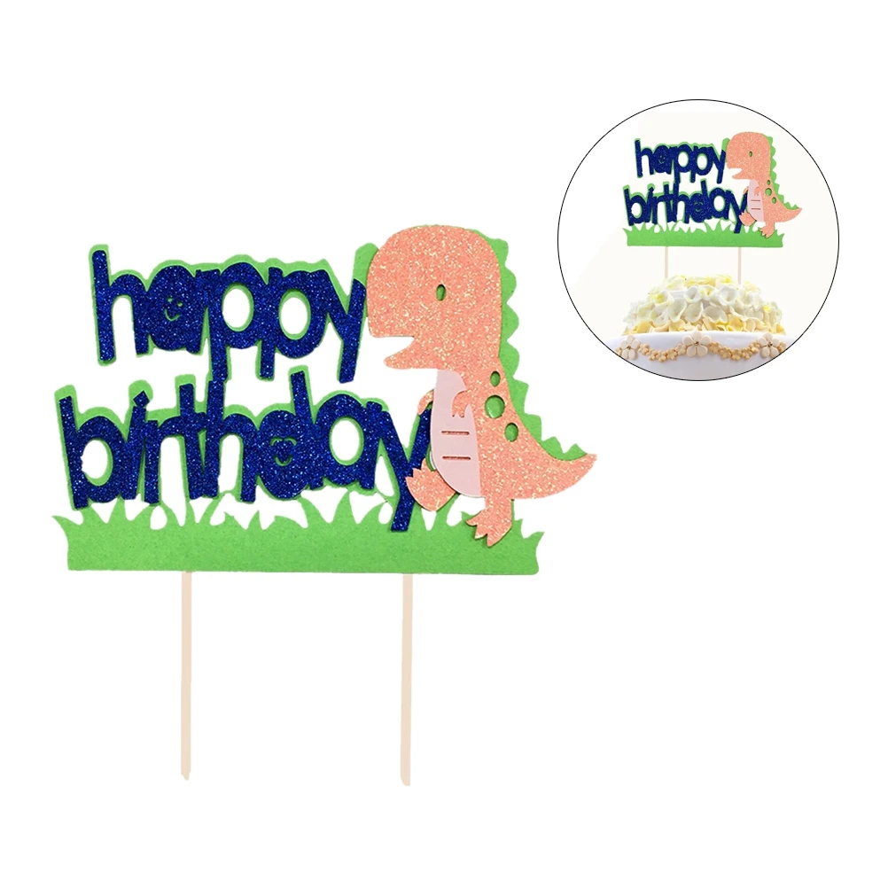 

2Pcs Cute Dinosaur Shape Cake Toppers Cartoon Paper Letter Decoration Cake Picks Party Supplies For Children Birthday Party