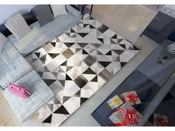 

Fashionable art carpet 100% natural genuine cowhide leather indoor grass carpet