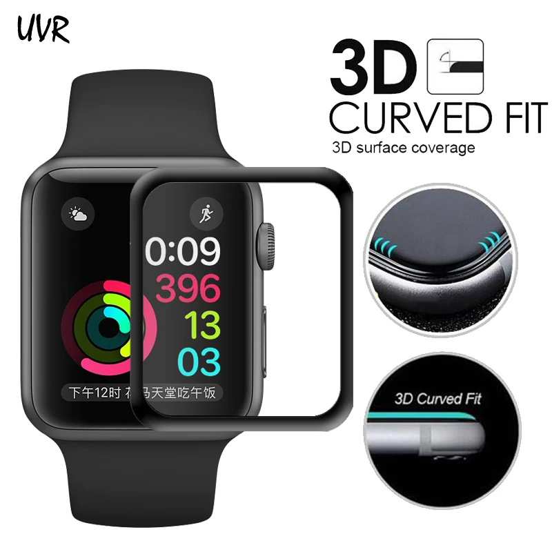 BUMVOR 3D изогнутые полное покрытие закаленное Стекло для Apple Watch 3 2 1 полный Экран Защитная крышка 38 мм 42 мм 9 H Стекло пленка для iWatch