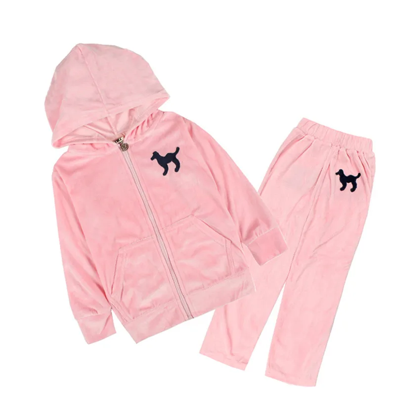 

Mudkingdom Girls Boys Velvet Clothing Set Kids Baby Pink Clothes Casual Sports Outfit Hooded Coats & Pants Clothing Suit 2pcs