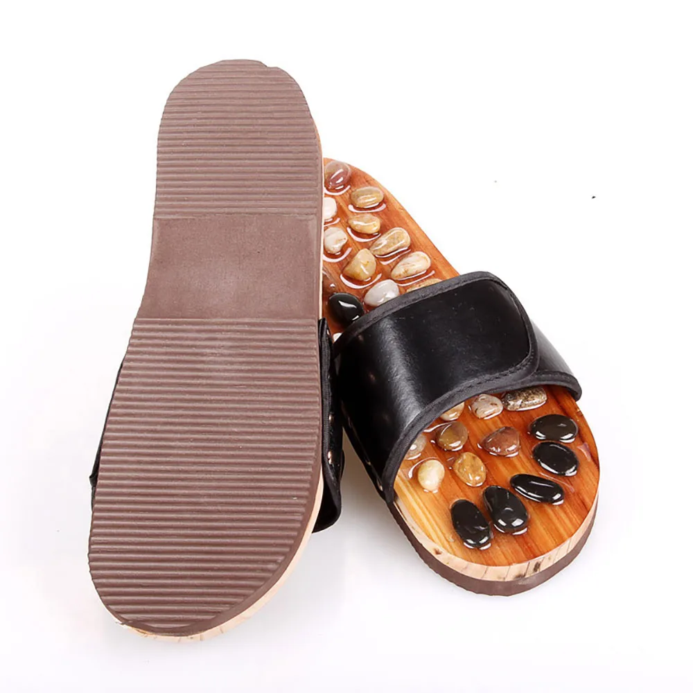 С натуральной галькой массажные тапочки для стоп ног Педикюр акупрессуры терапия массаж обуви комфорт ноги Релаксация инструмент