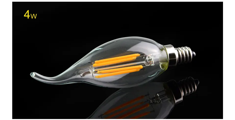 Dimmable E17 LED Filament bulb 2W 4W 6W Candle  Lamp light AC110V Retro Edison Glass 360 Degrees Light for Crystal Chandeliers (10)