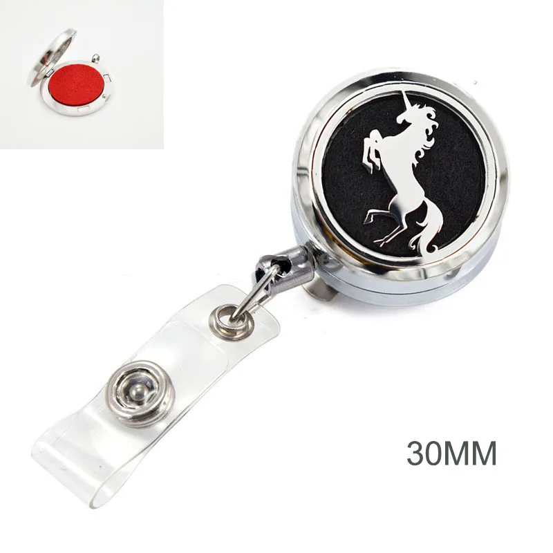 

Silver Unicorn Perfume Locket Metal Retractable Badge Reel Key ID Card Clip Ring Lanyard Name Tag Card Holders