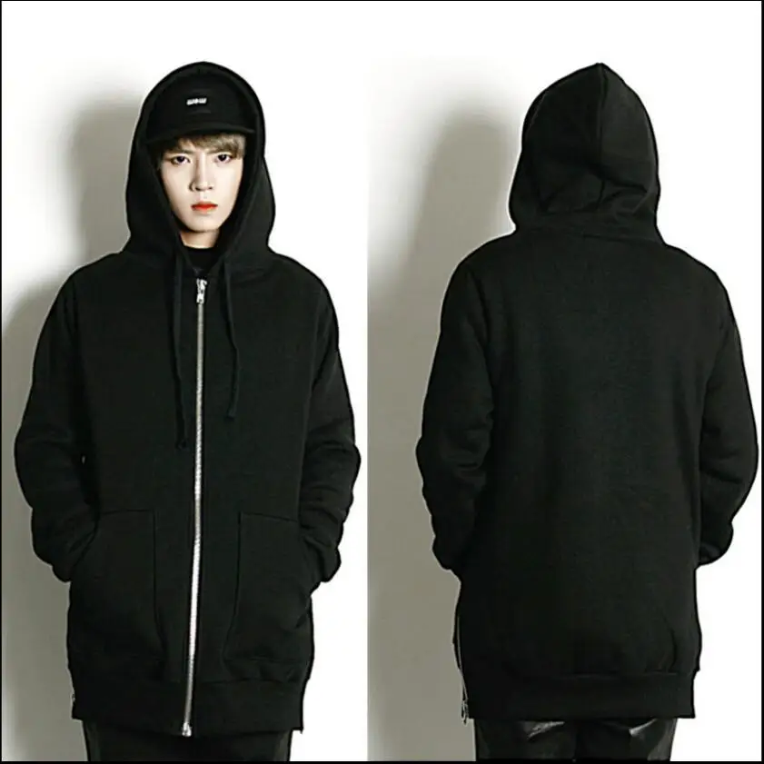 S 5XL Hoodies men Korean version of the hooded long coat large size