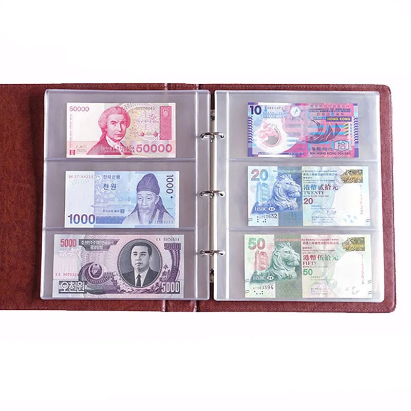 1pcs Album Pages 3 Pockets Money Bill Note Currency Holder PVC Collection 180x80mm