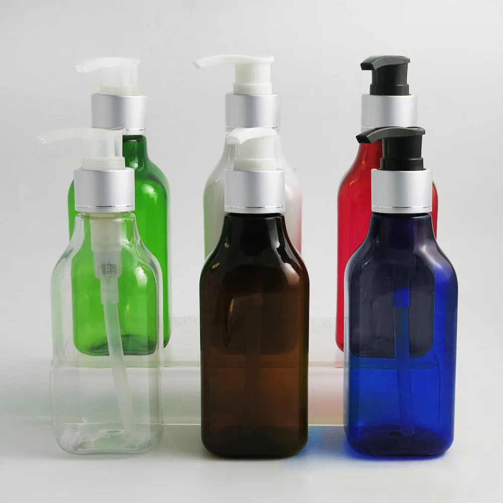 

200ml Refillable PET Plastic Lotion Pump Bottle 7OZ PET Cream Cosmetic Container Dispenser 20PCS Amber Green Red Clear White