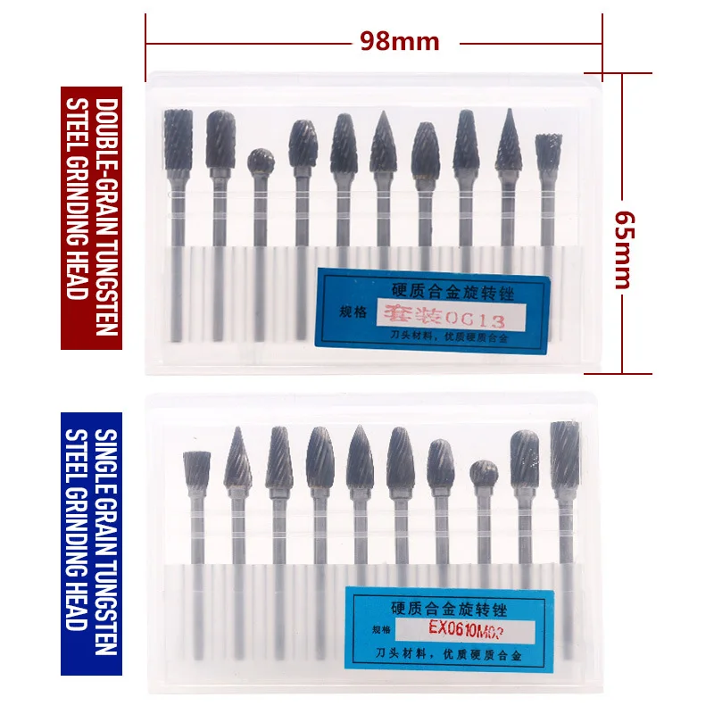 10pcs/set 3*6mm Polishing Head Tungsten Carbide Rotary Cutters Carving Milling Cutter For Woodworking Carving Rotary Tools