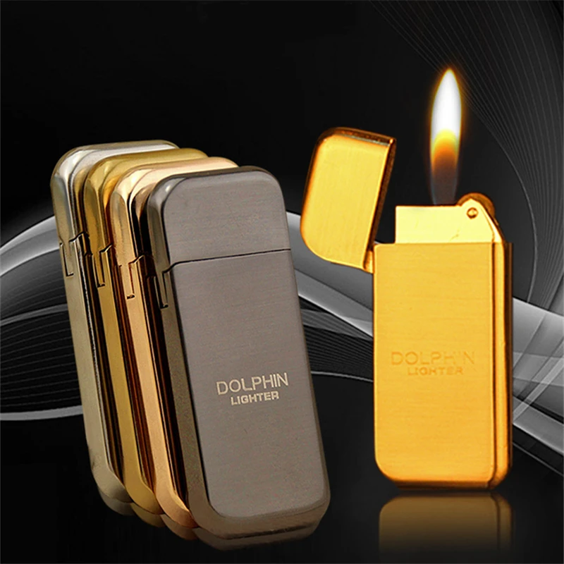 Free shipping Butane gas lighters Cheap Slim metal cigarette lighter