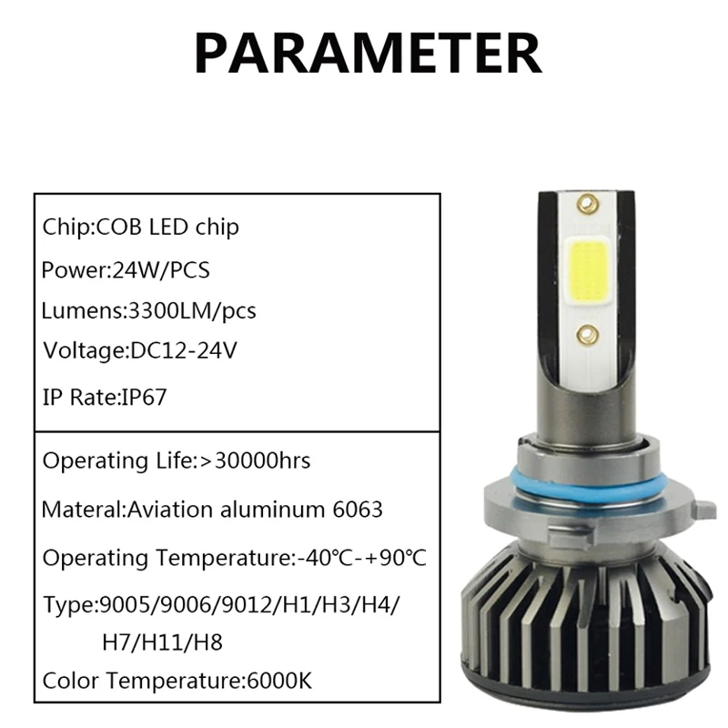 Автомобильный H7 светодиодный H4 светодиодный H1 H11 H3 H8 фар автомобиля 9006 HB4 9005 HB3 72W фары для 8000LM 6500K 12V миф авто фары противотуманная фара COB лампы