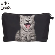 Who Cares Cry Cat 3D Printing Organizer Maleta de Maquiagem Fashion Necessaire Travel Party Makeup Bag Women Cosmetic Bag Brand