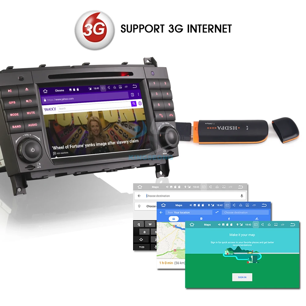 Cheap 7" Android 7.1.2 Autoradio Car DVD CD Player GPS Navigation for Mercedes Benz C-Class W203 CLC W203 CLK Class W209 Radio 3G OBD 4