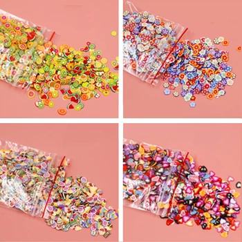 

High Quality 1000pcs/pack Nail Art 3D Fruit Fimo Slices Polymer Clay DIY Slice Decoration Nail Sticker Mixed Stypes