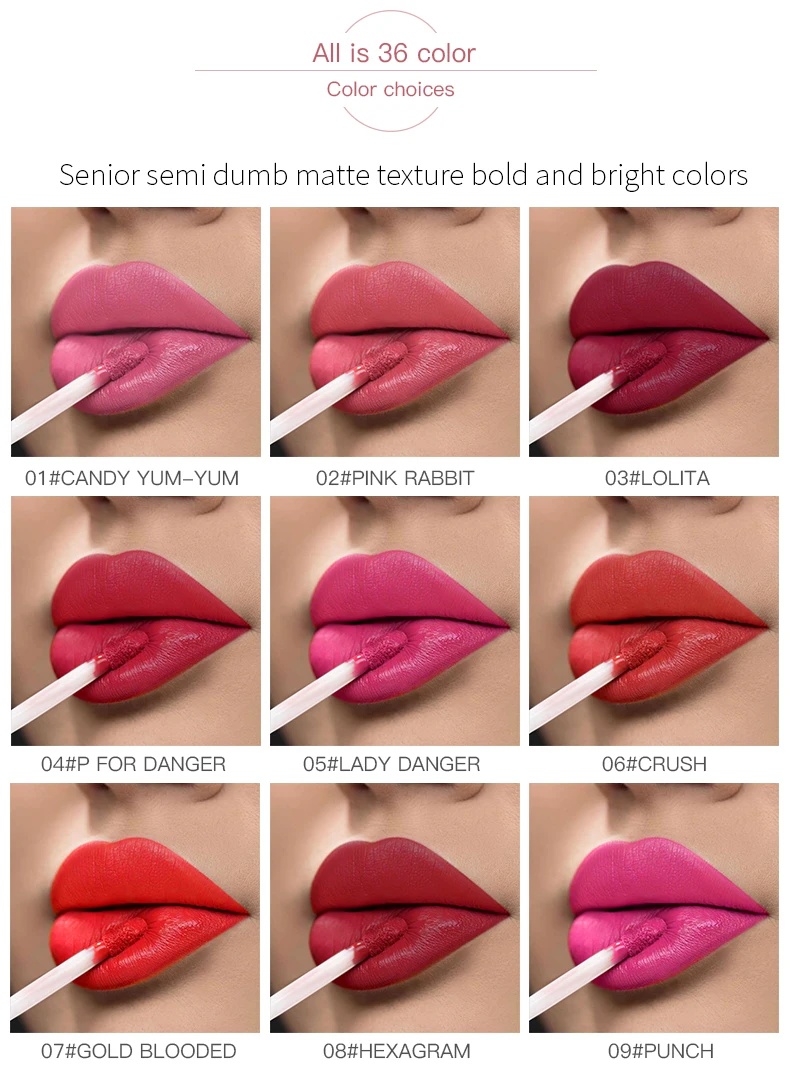 Pudaier Матовая жидкая помада rouge a levre Matte longue tenue maquillage Водонепроницаемый увлажняющий стойкий блеск для губ